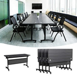 Modern Conference Table, Folding Conference Table with Wheels, Flip Top Mobile Meeting Table for 2-16 Person