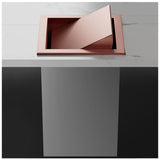 Built in Stainless Steel Trash Can for Countertop Swing Function Kitchen Bin with Integrated Garbage Chute Concealed Paper Towel Holder Rose Gold Lid + Waste Bin
