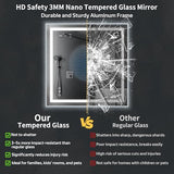 47"x47" LED Bathroom Mirror with Lights, Backlit+Frontlit, Anti-Fog