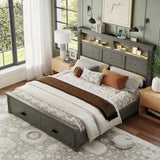 Ihanherry 54" Tall King Bed Frame with Farmhouse Roman Column Headboard