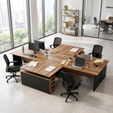 GT BLACK TURNSTONE 63" L Shaped Executive Desk, Modern Office Desk
