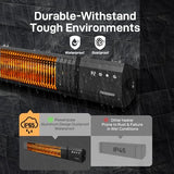 Powerscale Infrared Heater 1500W with Remote, 2.5s Instant Heat & Memory Function, Electric Patio Heater 4 Heat Levels, IP65 Waterproof - Indoor/Outdoor Space Heater for Garage, Backyard, Black