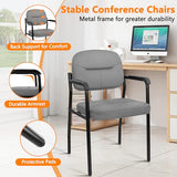 Leather Office Guest Chair Sets of 8, Reception Chair No Wheels with Armrests and Lumber Support