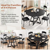 Round Dining Table Set for 4, Kitchen Table and Chairs for 4, Circle Table Round Pedestal Dining Room Dinner Dinette Table