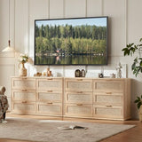 LEYAOYAO Rattan Dresser and Nightstand Sets 3 Piece, Natural
