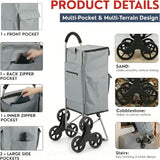 Grocery Foldable Trolley with Extra Large Shopping Bag Laundry Utility Cart with Adjustable Bungee
