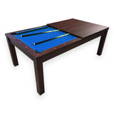SIMBASHOPPING 7 Foot Pool Dining Table Combo Blue Felt Modern Billiard Table with Dining Top Included – Blue Sky
