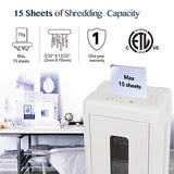 15-Sheet Super Micro Cut High Security Level P-5 Heavy Duty Paper/CD/Card Shredder for Home Office
