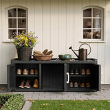 EasyUp Shoe Bench Entryway, Waterproof Resin Shoe Cabinet,Outdoor Shoes Storage Bench, 2-Tier Hallway Shoes Rack with Adjustable Shelves for Entryway, Living Room, Bedroom(Black,3 Door)