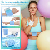 BECOJADDE Wrist Weights Ankle Weights for Women 1 Pair (1.1 lb Each) Silicone Magnetic Leg Arm Weighted Bracelet for Home Yoga Pilates, Blue Cream