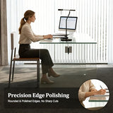 NessCarsti 53.14" Glass Office Desk, Modern Rectangular Computer Desk