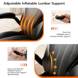 Ylzyxal Office Desk Chair, Ergonomic Computer Chair with Padded Flip-Up Arms and Adjustable Lumbar Support, PU Leather Executive Chair