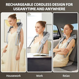 PERLEVI Neck and Shoulder Massager with Heat, Cordless Shiatsu Shoulder Massager for Pain Relief Deep Tissue, Rechargeable 6D Kneading Massage for Neck and Shoulde Pain, Gifts for Mom&Dad (Grey)