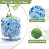 NINTYNINE Hydrangea Artificial Flowers, 4Pcs Real Touch Faux Hydrangea with Long Stem and Leaves, Lifelike Fake Flowers for Outdoor Planters Garden Porch Yard Home Decor, Wedding Bouquets, Light Blue