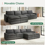 HONBAY 127.2 Inch Corduroy Cloud Modular Sectional Sofa with Chaise