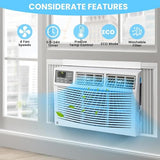Towallmark 10,000 BTU Window AC Unit, 115V Cools 450 Sq.Ft Spaces, Remote Control with 3 Speeds & Auto Restart, for Bedroom and Living Room, White