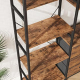 Triple Bookshelf with 3 Fabric Drawers, 4-Tier Book Shelf and 10 Display Shelves