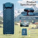 QEZER Ultralight Backpacking Sleeping Pad for Camping, with Inflatable Neck Camping Pillow, Lightweight Inflatable Sleeping Pad for Adults, Portable for Hiking, Car Travel - Durable & Comfortable