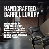 Trend Manor Whiskey Barrel Recliner Chair | Handcrafted from Authentic Whiskey Barrels | Italian Leather | Made in USA | Black Finish | Comfortable Recliner