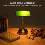 Green Glass Bankers Desk Lamp, Antique Desk Lamps with Brass Base, Traditional Library Lamp