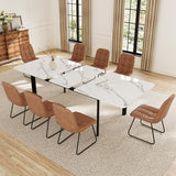 Extendable Dining Table Set for 6-8 People, 63 to 78.7 Inch MDF Kitchen Table with 8 Faux Leather Dining Chairs