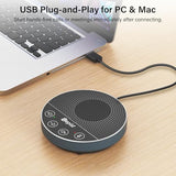 USB Speakerphone, Conference Microphone for Home Office, Omnidirectional Desktop PC Speaker with 360° Voice Pickup