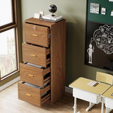 Locked File Cabinet with Key, Tall Wooden Filing Cabinets for Home Office, Vertical Office Storage for Legal Size/Letter