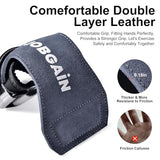 JOBGAIN Weight Lifting Wrist Strap, Double Layer Leather Wrist Strap for Men & Women, 1 Pair, Grey