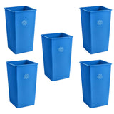 Getzi 5 Pack Blue 50 Gallon Square Commercial Recycling Bin