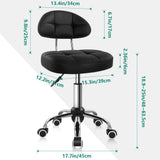 BFTOU Black Square Minimalist Swivel Stool with Wheel for Work SPA Shop Massage Height-Adjustable and Cost-Effective Rolling Stool Chair with Back