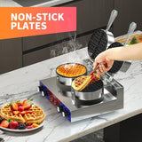 HTTSICHI Waffle Maker - Commercial Waffle Iron w/Two Non-stick 7 in Baking Pans, 550 ℉ Temperature and Timers, 2400W Dual Waffle Machine