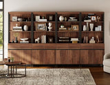 WAMPAT 4 PCS Modern 72" Tall Bookshelf with Metal Base and Adjustable Shelves, Library Bookcase