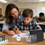 Electric Pencil Sharpener for Classroom, 6 Holes, Cordless & Rechargeable, Super Fast