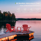 GREENVINES Adirondack-Chairs-with-Ottoman | Set of 2 | Folding | Retractable-Footrest | HDPE Plastic | All Weather Fire Pit Chair | Cup Holders | Red | for Outdoor Poolside
