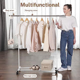VICERII Clothes Rack, 130LB Capacity Heavy Duty Clothing Rack with Wheels and Bottom Shelf, 52.17 Inch Rolling Racks for Hanging Clothes, White