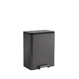 Rubbermaid Elite Stainless Steel Metal Dual Stream Step-On Trash Can for Waste and Recycling 15.9 Gallon Charcoal Trash and Recycle Bin Combo for Home/Kitchen/Garage/Apartment/Office