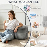 HOTKBO Corduroy Pouf Ottoman Foot Rest, Round 20x15 in, 12lb Foam Filled