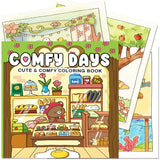 NexAmeri Comfy Days: Vcute & Comfy Coloring Book for Adults & Teens, Stress Relief - Small Elements. One-Book Set, Containing 48 Pages. Cozy Coloring Book.Teenager Girl and Boys Gift Ideas.