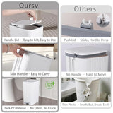 rejomiik Small Bathroom Trash Can with Lid, 2.1 Gallon Step Garbage Can with Handle, Slim Mini Wastebasket Bin for Bedroom, Office, Dorm, White