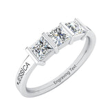 Oseew 1.5 Carat 3 Stone Moissanite Ring for women Wedding Rings for Women Princess Cut Moissanite Engagement Ring (White gold)
