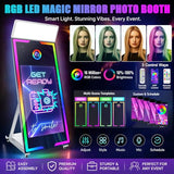 Magic Mirror Photo Booth with Camera and Printer, 65-43in Interactive Touch Screen Mirror Photo