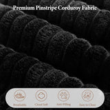 Vesgantti 7 Seater Plush Corduroy Boneless Couch, 141.7" Large Sofa, Black
