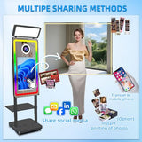 Magic Mirror Photo Booth Machine 40" with Portable Printer and Printer Stand