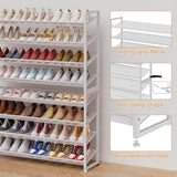 NEYCIL Large Shoe Rack 8 Tier Shoe Organizer, Heavy Duty Metal 4-Tier Stackable Shoe Storage Vertical Shoe Rack for Closet Front Door Entrance, Up to 50 Pairs, 44.8" W x 11.4" D x 56.7" H, White