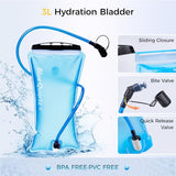 Blue Quartz Hydration Backpack with 3L Water Bladder,Tactical Molle Pack with Phone Pocket for Man, Military Hiking Backpack for Running,Biking,Climbing