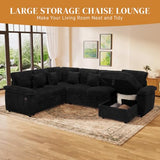 Modular Sectional Sleeper Sofa with Pull Out Bed, 104" U Shaped 7 Seat Cloud Sectional Couches for Living Room