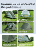 iClimb Ultralight 4 Season Solo Tent Waterproof with Snow Skirt Rainfly, Ground/Off The Ground Tent for Backpacking Camping Hiking Trekking Mountaineering (Green)