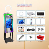 Black Mirror Photo Booth with Instant Printer, Ring Light and Flight Case