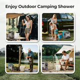 FOGATTI InstaShower GO Portable Propane Camping Shower, 19,000 BTU Instant Hot Water Heater with 5000mAh Built-in Battery, 12V Pump, Outdoor Shower for Camping, Cleaning & Pet Washing