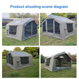 8㎡ Luxury Inflatable Camping Tent for 3–8 People, Aurora Green Thickened Material, 4-Season Family Inflatable House with Chimney Port and Transparent Skylight